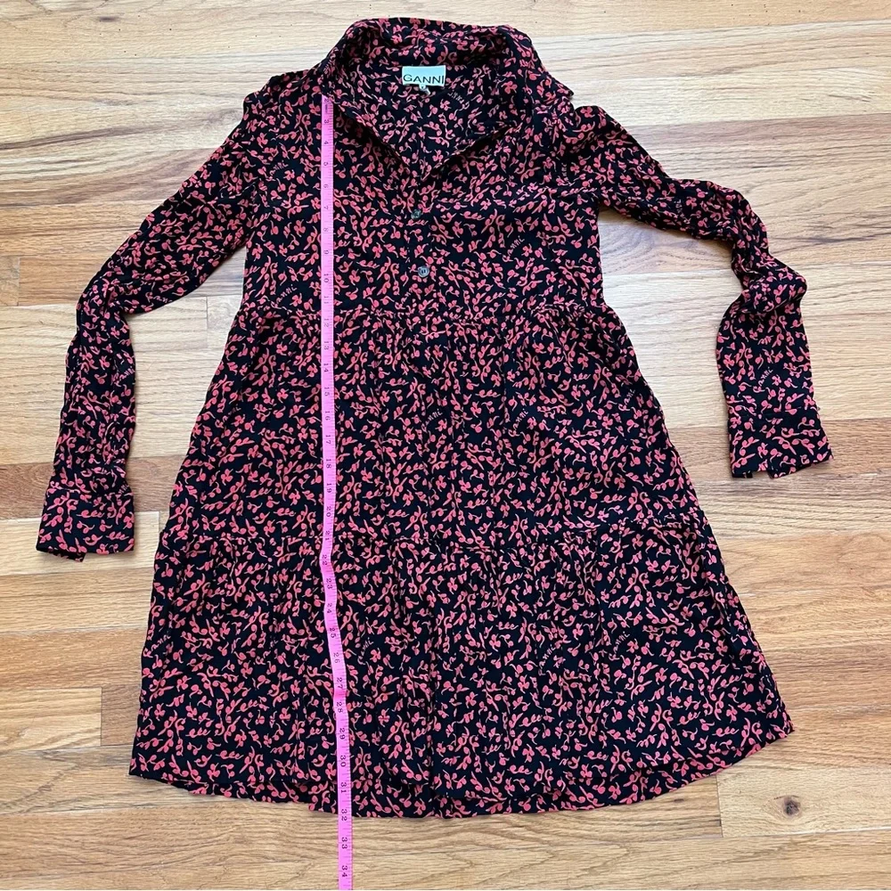 Ganni Printed Shirt Dress Crepe Material - Picture 7 of 10